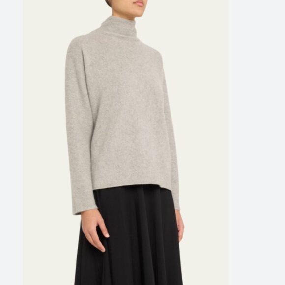 New Vince Plush Cashmere Funnel Neck Pullover Sweater in stone grey - Picture 4 of 9